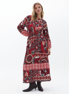 Buy Red Women Elastic Waistband Maxi Dress in Saudi Arabia