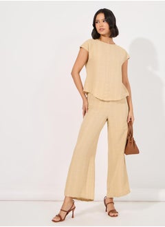 Buy Textured Top & Wide Leg Pants Modest Set in Saudi Arabia