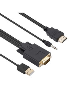 Buy VGA to HDMI Adapter Cable with Audio Band Power Supply, Length: 1.8m(Black) in UAE