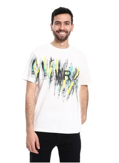 Buy Printed Regular Fit Slip On T-Shirt - White, Yellow & Green in Egypt