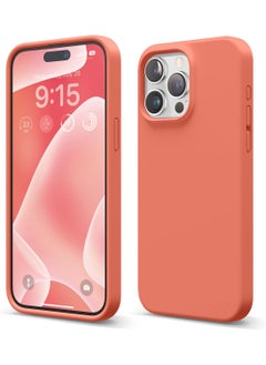 Buy Liquid Silicone for iPhone 15 PRO Case Cover Full Body Protection, Shockproof, Slim, Anti-Scratch Soft Microfiber Lining - Pomelo Pink in UAE