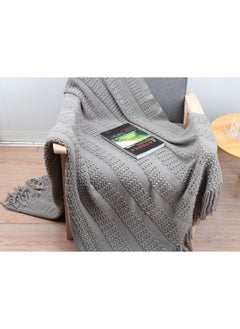 Buy Warm Sofa Blanket 100% Acrylic  120x150 cm, Grey in Saudi Arabia