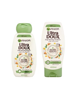 اشتري Ultra Doux Almond Milk Shampoo 400ml And Conditioner 400ml  Dual Pack في الامارات