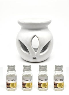 Buy 4-Piece Essential Oil Set 10ml With Incense Burner With Vanilla  Scent in Saudi Arabia