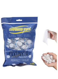 اشتري Mini Compressed Towel 100pcs, Disposable Face Towels, Towels for Camping, Soft Hand Wipe, Portable Cotton Coin Tissue Travel/Home/Outdoor Activities في السعودية