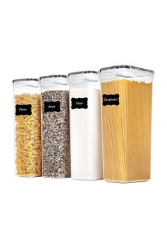 Buy Airtight Food Storage Containers with Lids , 2.8L Pasta Containers for Pantry Organization and Storage BPA Free Kitchen Storage Containers for Spaghetti, Flour, Sugar and Noodles, (Large 4pcs Pack) in UAE