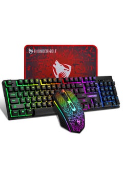 اشتري T-WOLF TF31 Backlit USB Wired Keyboard Mouse Combo TF31 three-piece black في السعودية