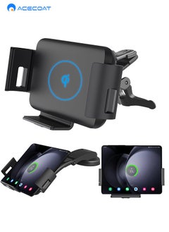 Buy 15W Qi Wireless Car Charger Mount Holder Compatible for Samsung Galaxy Z Fold5 Fold4 Fold3 Fold2 Fold S23 Ultra Google Pixel 7 Pro iPhone 15 Pro Max 4.3in-6.9in Phone Auto Clamp Fast Charger in Saudi Arabia