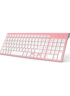 Buy Bluetooth Keyboard, Pink Wireless Keyboard with Number Pad, J Dual Mode Slim Keyboard Connects Up to 3 Devices for iMac/Mac,Mac, iPad,Laptop,Android,Windows in UAE