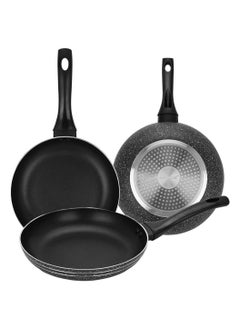 اشتري Auroware 3 Pack Non Stick Frying Pan Cooking Set Induction Bottom Three Layer Coating Strong and Durable PFOA Free Dia 20 24 28 cm في الامارات