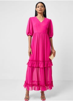 اشتري Tiered Frill Detail Fit & Flare Dress في السعودية