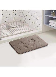 Buy Memory Foam Bath Mat Bathroom Rug Flannel Velvety Bath Mat Non Slip Absorbent Rugs for Bathroom/Bedroom Easier to Dry and Extra Soft, Machine Washable, 50 x 80 cm, Taupe in Saudi Arabia