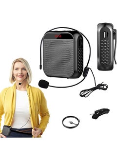 اشتري Voice Amplifier with Wired Microphone Headset, Personal Microphone Speech Amplifier, Loudspeaker for Teachers, Tour Guides/Coaches Metting/Yoga/Fitness (Black) في السعودية