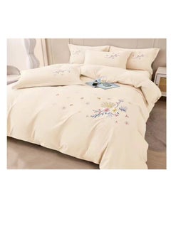 اشتري Microfiber Embroidered Soft Quality Comforter Bedding set-King Size 6Pcs 1-PC fitted bedsheet 200 * 200cm,1-PCS Comforter 220 * 240 fixed, 4PCS Super Soft Pillowcases في الامارات