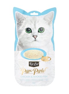 Buy Purr Puree Chicken And Smoked Fish Cat Treat Paste 4X15G in UAE