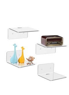 اشتري 4 Pack Small Wall Shelf, 4'' Acrylic Wall Shelves Display Ledges for Storage & Decoration, Small Floating Shelf for Wall with 2 Types of Installation (Adhesive or Screw) في الامارات