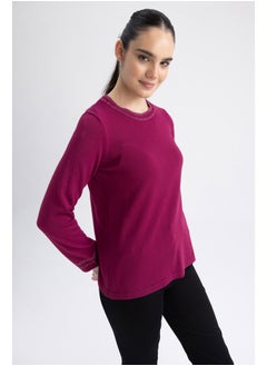 اشتري Woman Regular Fit Crew Neck Long Sleeve Tricot Pullover في مصر