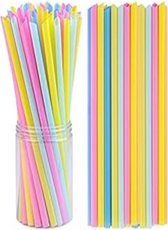 اشتري Cooraby 100 Pieces Jumbo Straws Plastic Colorful Smoothie Straw 6mm x 210mm Large Drinking Straws Disposable Straws for Party Birthday Wedding في مصر