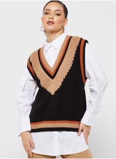 اشتري V-Neck Color Block Sweater في الامارات