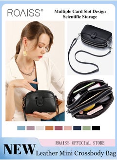 Buy Women Genuine Leather Shoulder Bag Solid Color Design Multiple Card Slots and Scientific Compartmentalization Women Mini Crossbody Bag Exquisite Craftsmanship and Soft Touch in UAE