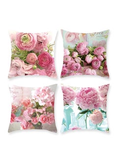 Buy Shabby Chic Throw Pillow Cover, 18 x 18 Inch Flowers Decorative Cushion Cases Floral Pillow Home Decor for Summer Spring in Saudi Arabia