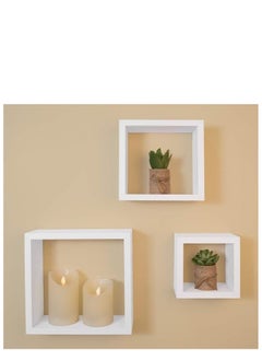 Buy Wall shelves suitable for the kitchen, kitchen drawer and bedroom, easy to install (3 pieces) (white) in Egypt