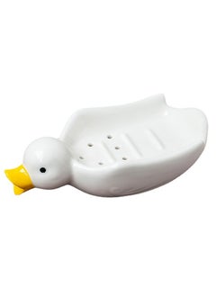 Buy Ceramic Soap Dishes Cute Cartoon Duck Soap Tray Self Draining Soap Holder for Shower Bathroom Bathtub Kitchen Sink Ceramic Tray Holder White in Saudi Arabia