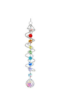 اشتري Suncatcher Wind Spinner Gazing Ball Spiral Tail, Garden Suncatcher Crystal Pendant, Round Shaped Glass Prisms Beads Chain with Seven Chakra Beads, Suncatchers for Windows Hanging for Home Garden في السعودية