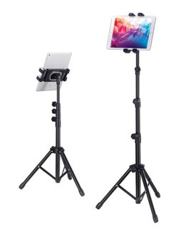 Buy Telescopic Tripod Tablet Stand for Tablets 6" to 13" Tablet Floor Stand for IPad 12.9" Mobile Phone Stand (Adjustable, BLACK 01) in UAE