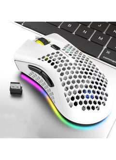 Buy K-Snake BM600 1600 DPI 7-keys Hollow Lightweight Wireless Charging RGB Colorful Gaming Mouse(Wireless BM600 White) in Saudi Arabia