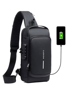 Buy Anti-Theft Sling Bag Business Men Bag Chest Crossbody Bags with USB Charging Port Waterproof Small Backpack for Outdoor Work Hiking Running Sport Travel Bag in UAE