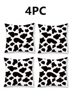 Buy 4-Piece Home Decorative Pillow Covers Plush Throw Pillow Cover Black White 45x45 Centimeter in UAE
