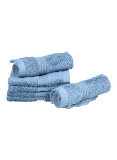 Buy 6Piece Pima Ultra Soft Highly Absorbent Cotton Towel Set Blue 30 x 30 cm in Saudi Arabia