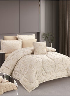 Buy Jacquard comforter set from Horse with a durable and soft fabric 7 pieces king size in Saudi Arabia