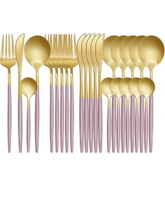 Buy Rose And Gold Cutlery Flatware Set 24 Pieces Stainless Steel in Egypt