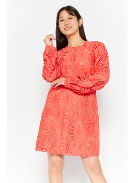 Buy Women Textured Mini Dress, Pink in UAE