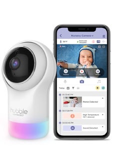 Buy Hubble Connected Nursery Pal Glow - Smart Baby Monitor for Infants / Babies with Wireless Security Video Camera for Nursery - 2-Way Talk, Sleep Trainer, Infrared Night Vision-White in Saudi Arabia