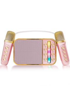 Buy Mini Karaoke Machine with 2 Wireless Microphone Set Mini Karaoke Machine for Kids and Adults Portable Handheld Microphone and Speaker Set Retro Speaker System with Disco Light Home Party KTV Pink in UAE