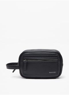 Buy Men's Textured Pouch with Zip Closure and Wrist Strap in Saudi Arabia