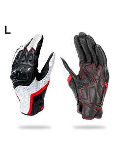 اشتري Motorcycle Gloves for Men Women Touchscreen Motocross Dirt Bike Riding Gloves All Finger with Carbon Fiber Protective Hard Knuckles White Size L في الامارات