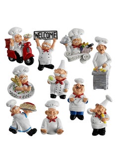 Buy 10 Pieces Chef Fridge Magnets, Cute Italian Chef Magnets for Refrigerator, Funny Kitchen Chef Figurine Decorations, 3D Resin Baker Refrigerator Stickers for Whiteboard, Map, Cabinets in Saudi Arabia