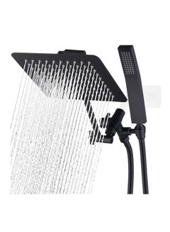 Buy All Metal Dual Square Shower Head Combo | 8" Rain Shower Head | Handheld Shower Wand with 71" Extra Long Flexible Hose | Smooth 3-Way Diverter | Adjustable Extension Arm - A Bathroom Upgrade in UAE