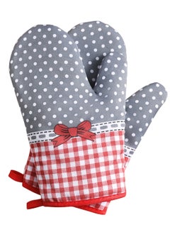 اشتري Recycled Cotton Infill, Flexibility Non-Slip Kitchen Oven Gloves for Baking and Kitchen, 1 Pair（Red） في الامارات