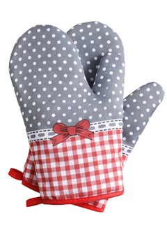 اشتري Recycled Cotton Infill, Flexibility Non-Slip Kitchen Oven Gloves for Baking and Kitchen, 1 Pair（Red） في الامارات