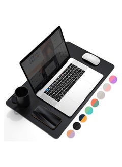 Buy Multifunctional Office Desk Pad, Ultra Thin Waterproof PU Leather Mouse Pad, Dual Use Desk Writing Mat for Office/Home(Black+Black) in UAE