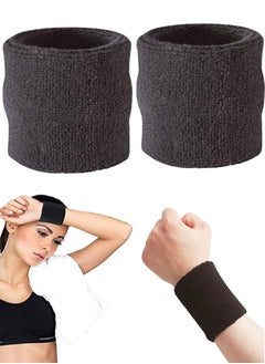 اشتري Sports And Fashion Wristband Pair, Breathable Sweat Absorbent Sweatband, Wrist Support for Gym and Sports Stretchable Armband Wrist Towel Used In All Sports, Fitness Workouts, Gym, Yoga, Travelling في السعودية