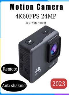 Buy 4K HD WiFi Anti-shake Action Camera Waterproof Remote Control Sport Camcorder ，with a 128GB U3 Card, Remote Control and Accessories in Saudi Arabia