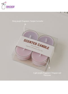 Buy 4 Round Tea Wax Scented Candle Set, Creative Scented Candle Gift, Scent: Oregano With Daffodil/Juniper Lavender in Saudi Arabia