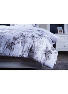 Buy Monochrome-Butterfly 2-Piece Comforter Set Grey 135X220cm in UAE