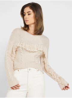 Buy Fringe Detail Knitted Sweater in UAE